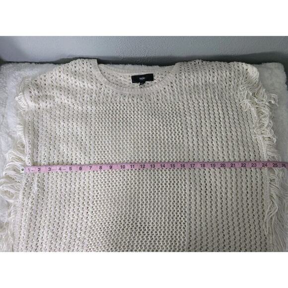 Mossimo Cream‎ Sleeveless Open Knit Fringe Poncho XXL Beach Festival Pool Travel - Picture 4 of 8